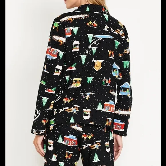 🐆Holiday Black pj set Small top with Medium bottoms! - Picture 2 of 5